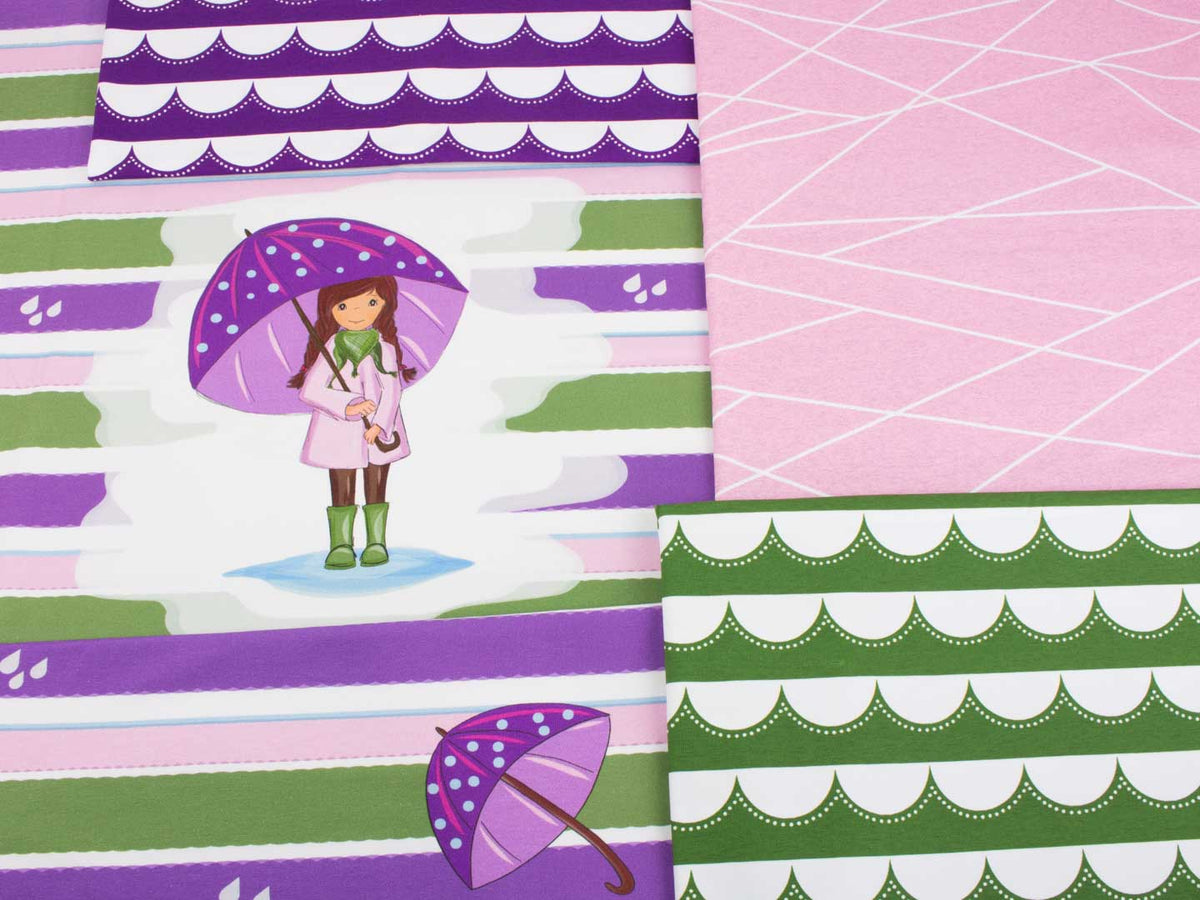 Jersey-Stoff "rainy day umbrella #violet-olive" (0.25m)