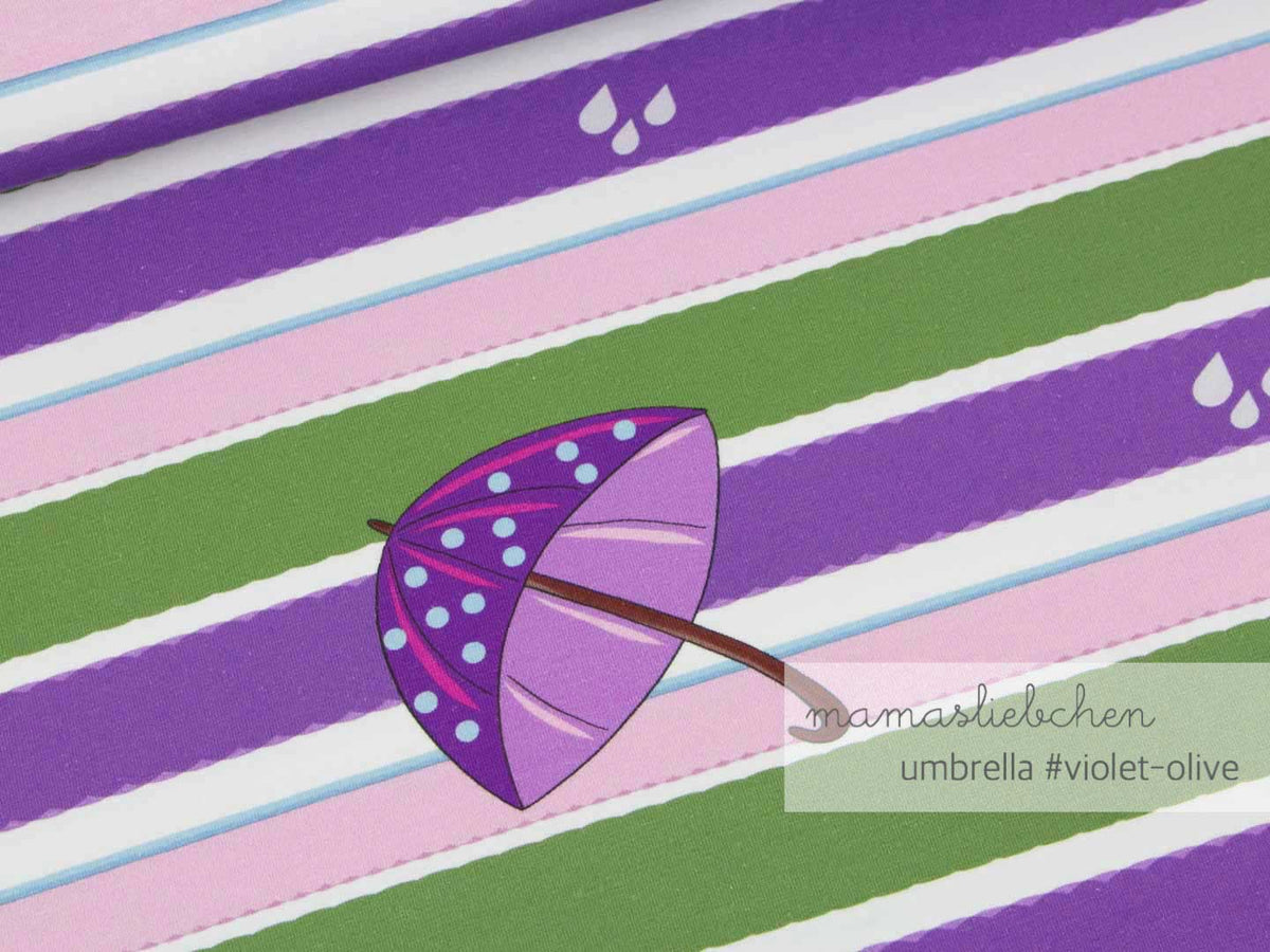 Jersey-Stoff "rainy day umbrella #violet-olive" (0.25m)