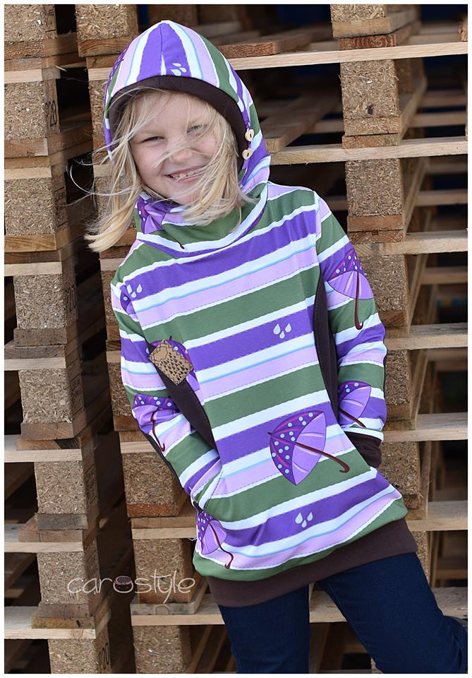 Jersey-Stoff "rainy day umbrella #violet-olive" (0.25m)