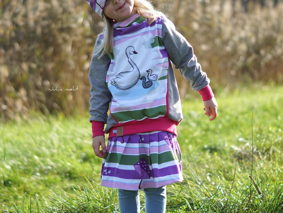 Jersey-Stoff "rainy day #violet-olive" (ca. 0,55m / 1 Panel)