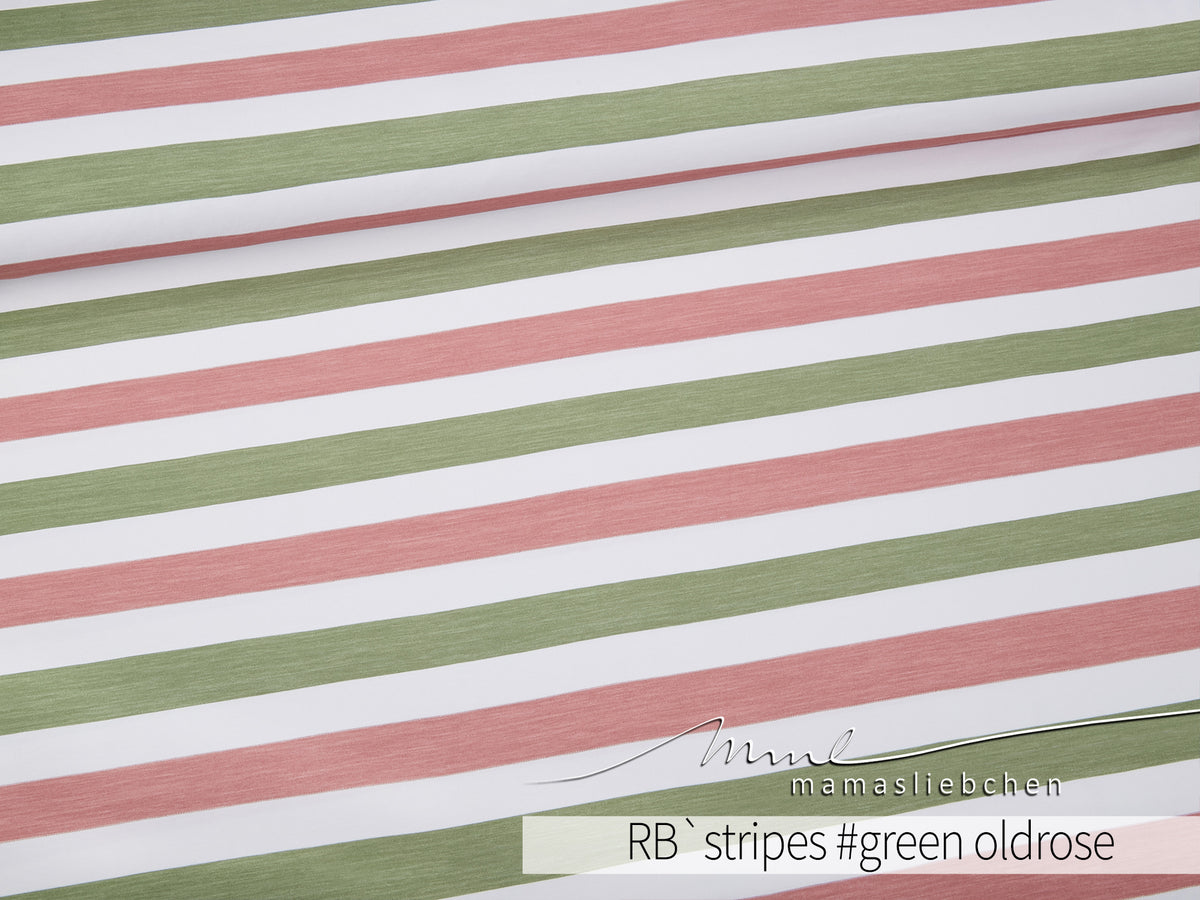 Jersey-Stoff "RB`stripes #green oldrose " (0,25m)