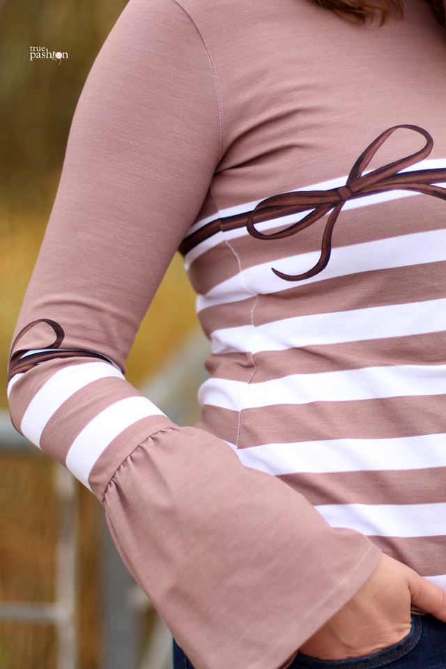 Jersey-Stoff "rockabilly stripes #beige melange-taupe" (1 Panel, ca 0,8m)