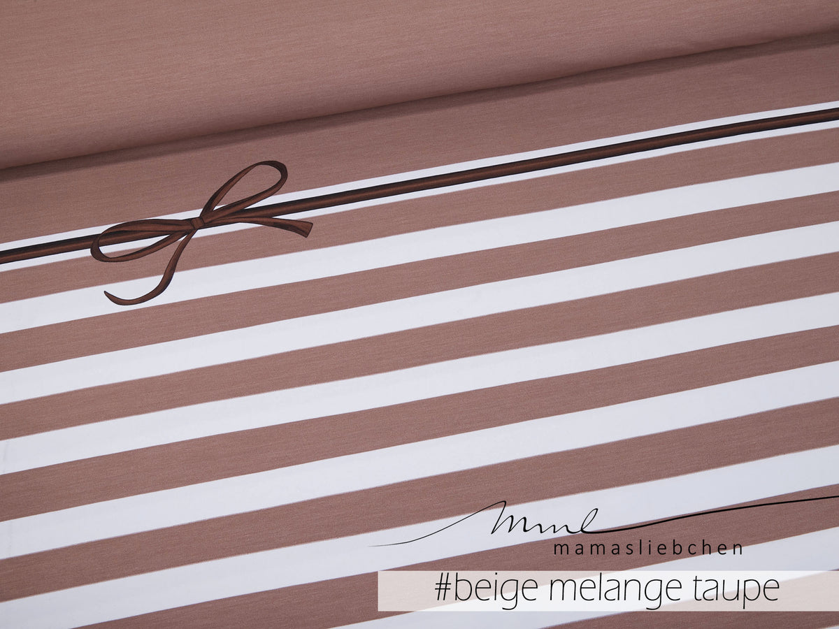 Jersey-Stoff "rockabilly stripes #beige melange-taupe" (1 Panel, ca 0,8m)