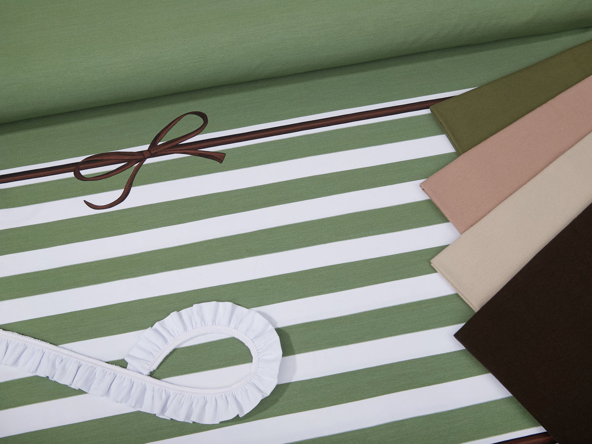 Jersey-Stoff "rockabilly stripes #green melange-taupe" (1 Panel, ca 0,8m)