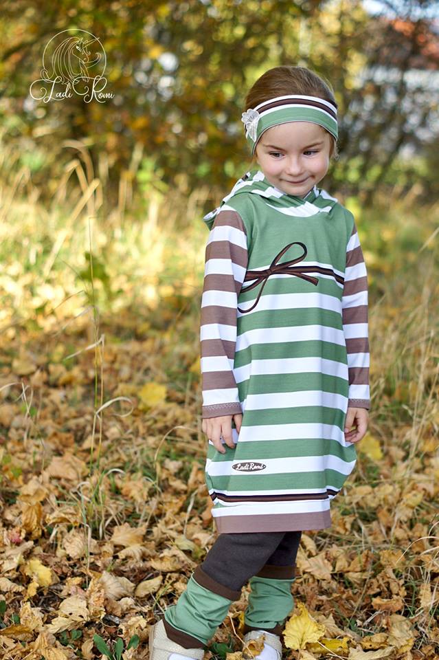 Jersey-Stoff "rockabilly stripes #green melange-taupe" (1 Panel, ca 0,8m)
