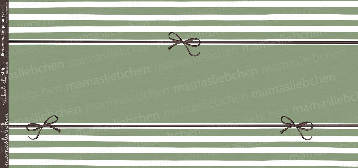 Jersey-Stoff "rockabilly stripes #green melange-taupe" (1 Panel, ca 0,8m)