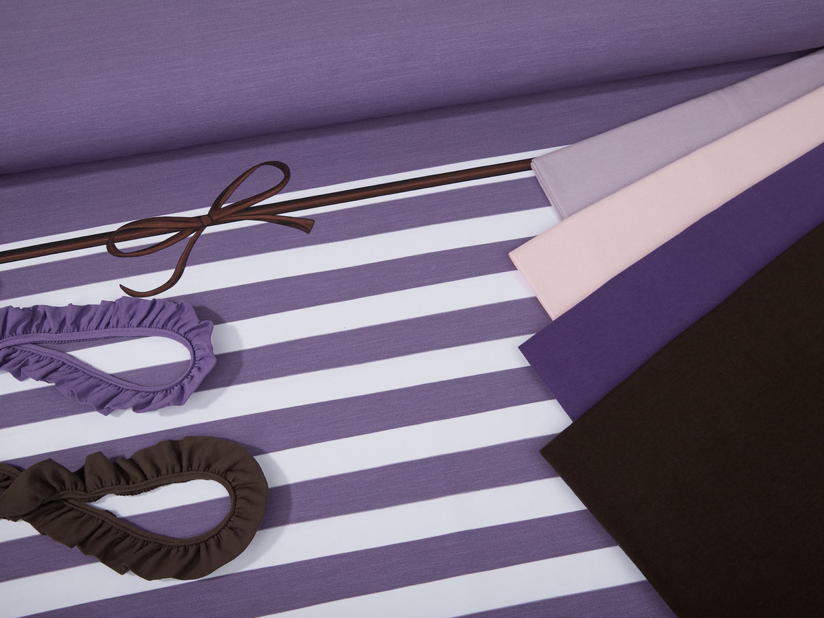 Jersey-Stoff "rockabilly stripes #lavender melange-taupe" (1 Panel, ca 0,8m)