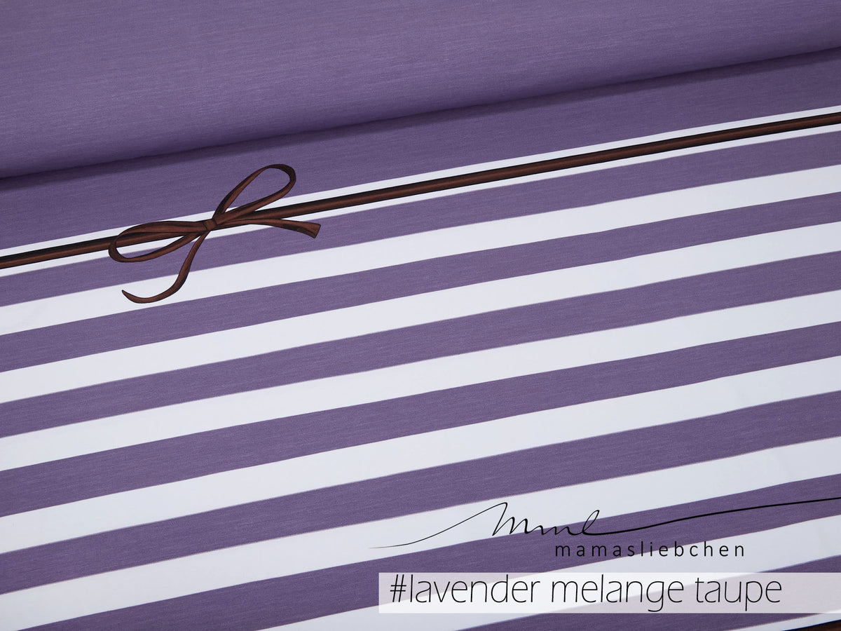 Jersey-Stoff "rockabilly stripes #lavender melange-taupe" (1 Panel, ca 0,8m)