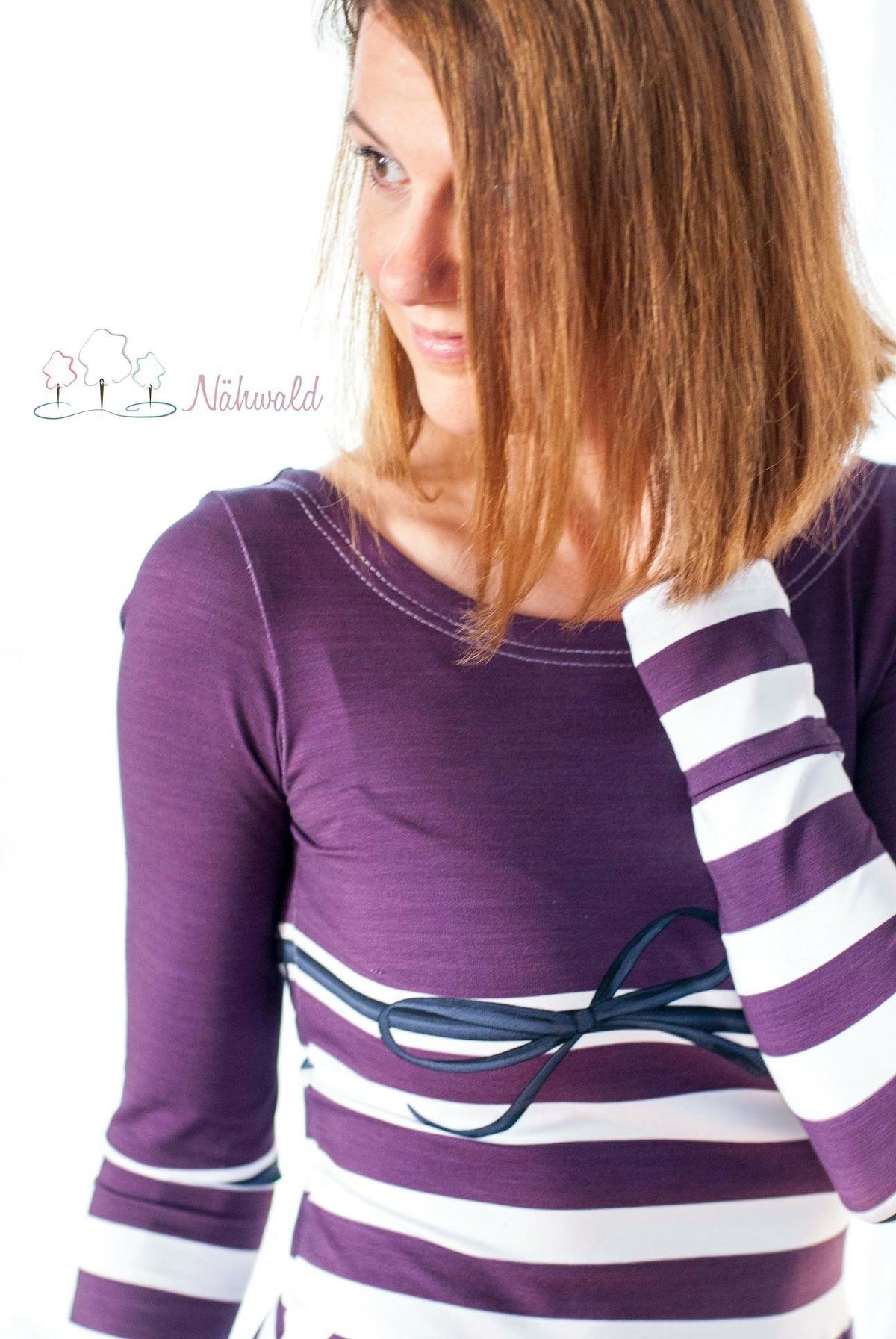 Jersey-Stoff "rockabilly stripes #mauve melange" (1 Panel, ca 0,8m)