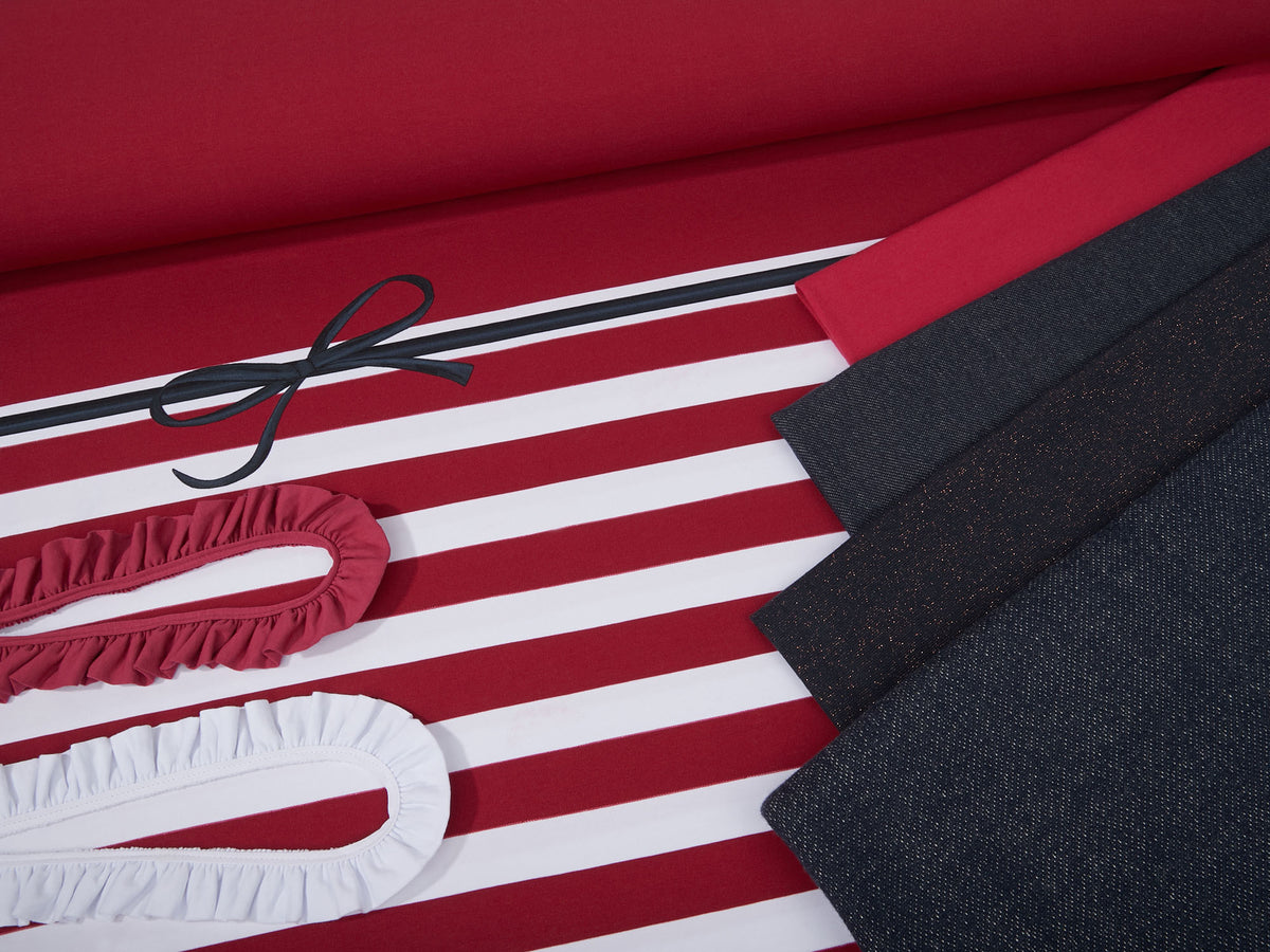 Jersey-Stoff "rockabilly stripes #oh yeah redwine" (1 Panel, ca 0,8m)