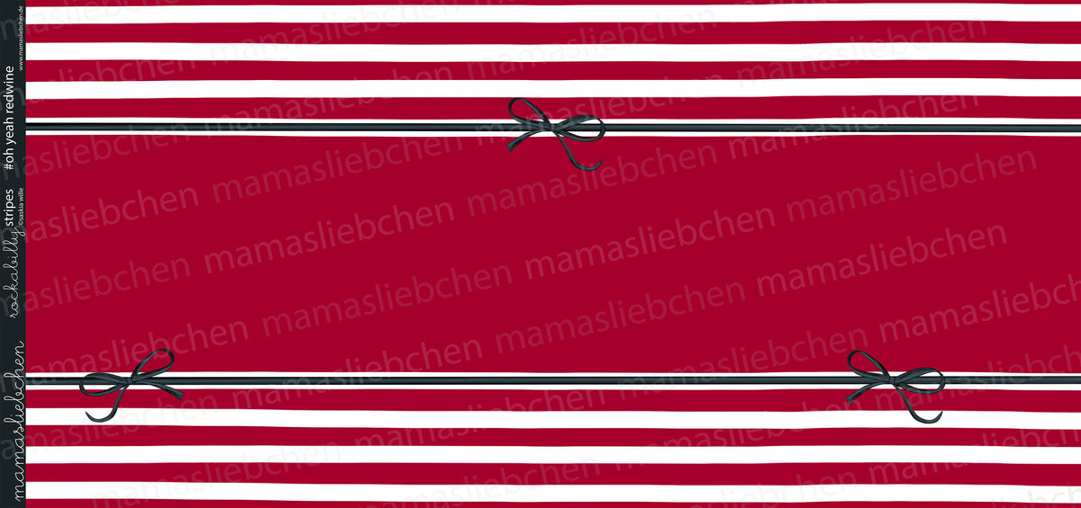 Jersey-Stoff "rockabilly stripes #oh yeah redwine" (1 Panel, ca 0,8m)
