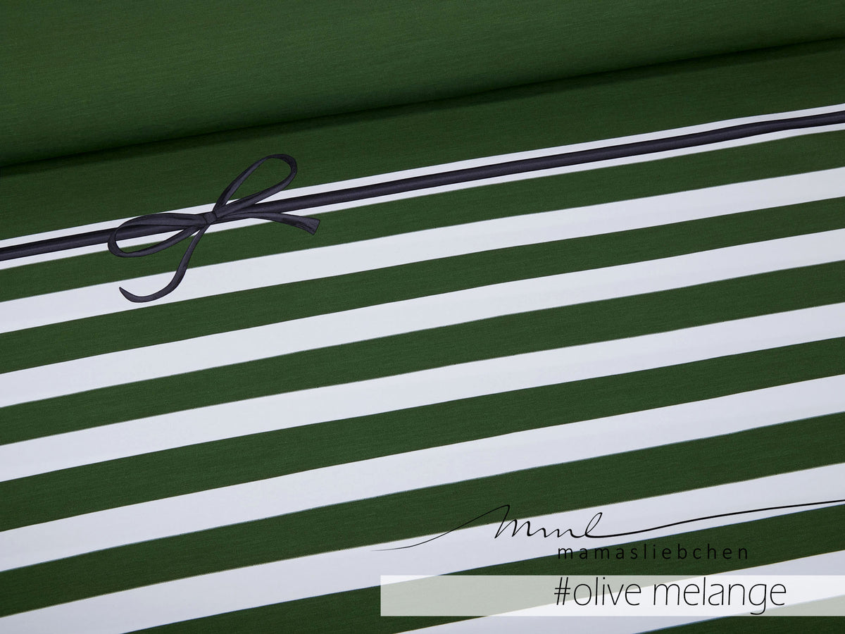 Jersey-Stoff "rockabilly stripes #olive melange" (1 Panel, ca 0,8m)