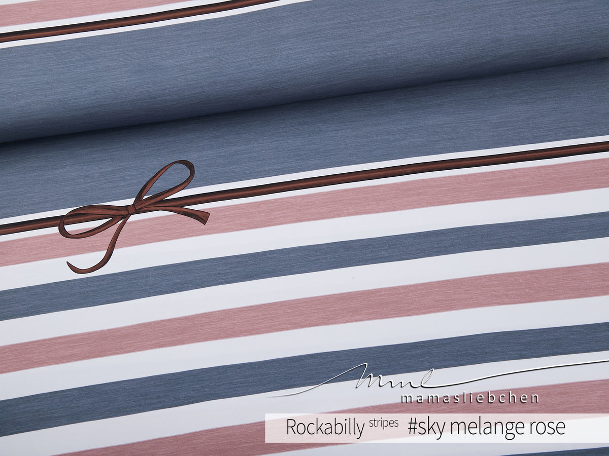 Jersey-Stoff "rockabilly stripes #sky melange" (1Panel/ ca.0,75m)