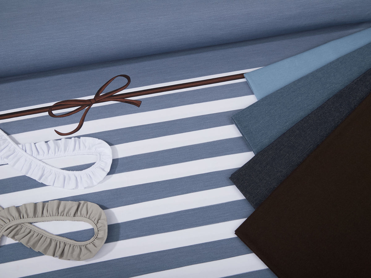 Jersey-Stoff "rockabilly stripes #sky melange-taupe" (1 Panel, ca 0,8m)