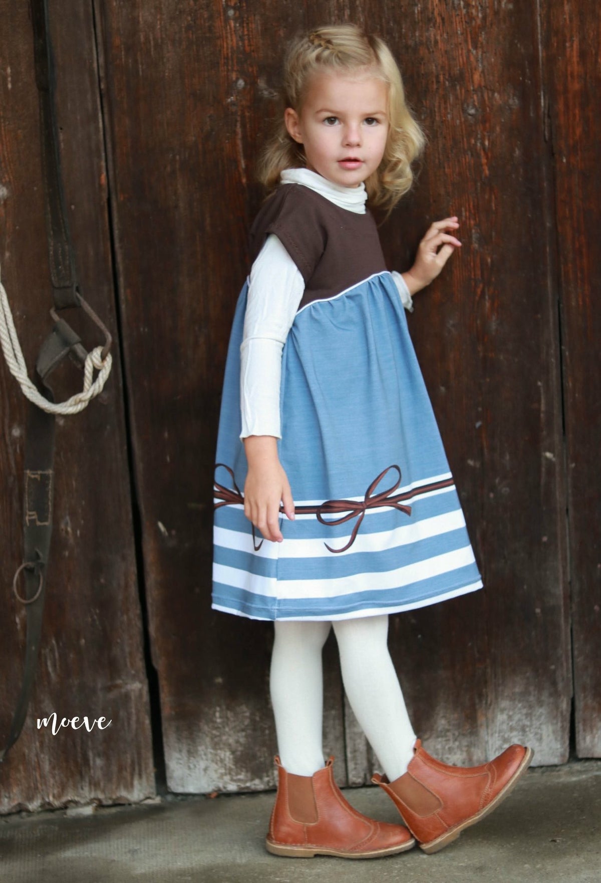 Jersey-Stoff "rockabilly stripes #sky melange-taupe" (1 Panel, ca 0,8m)
