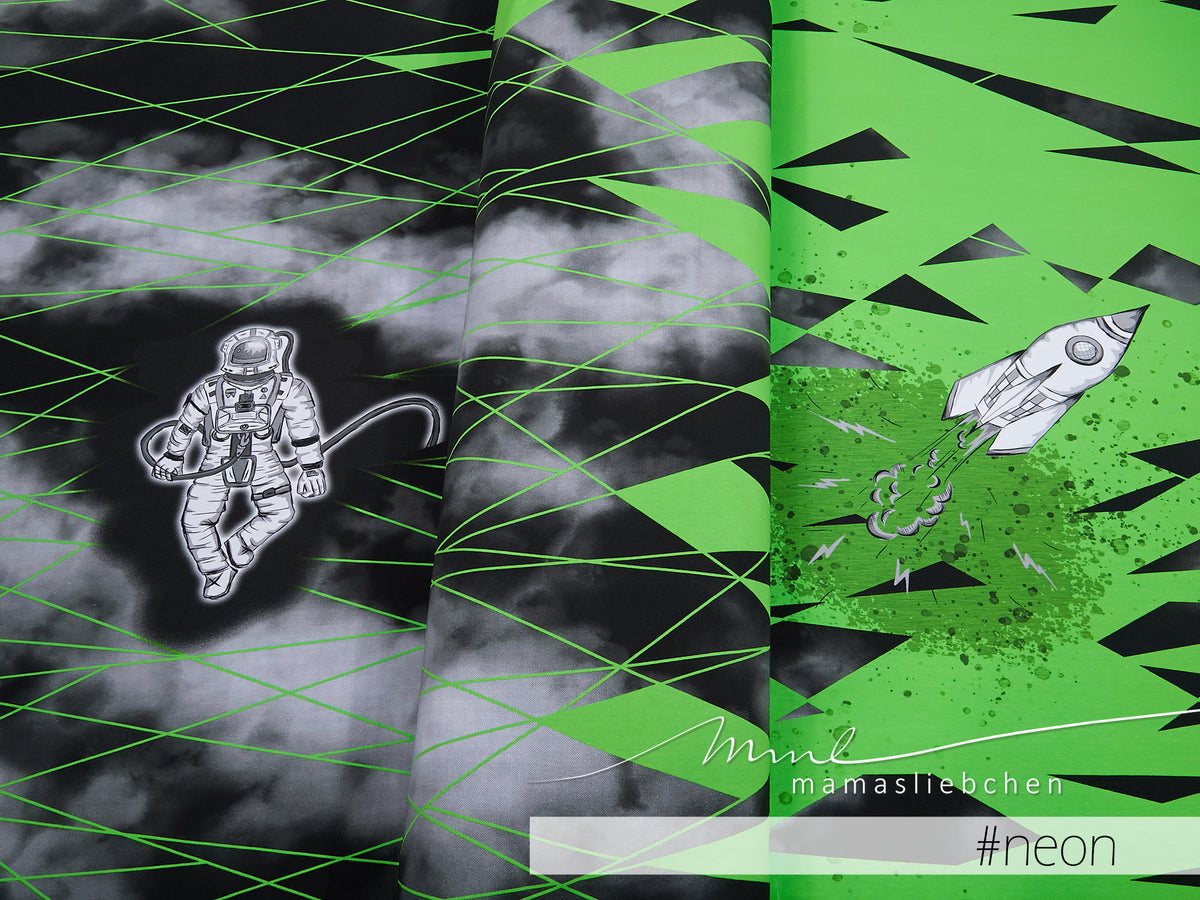 Jersey-Stoff "rocket man #neon" (1 Panel, ca 0,8m)