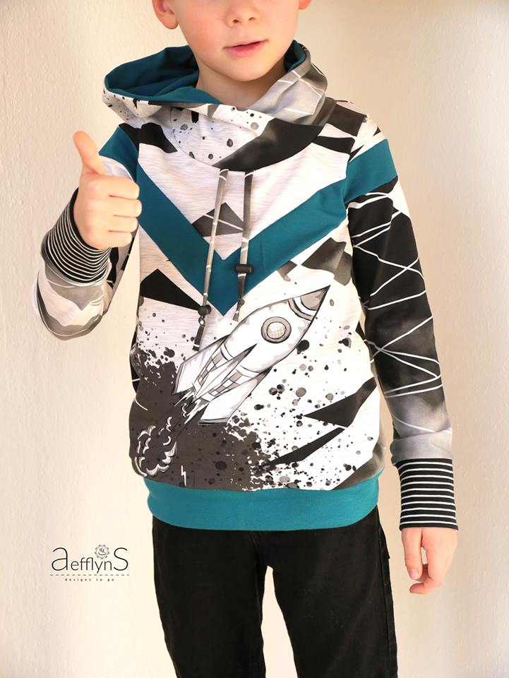 Jersey-Stoff "rocket man #pure black" (1 Panel, ca 0,8m)