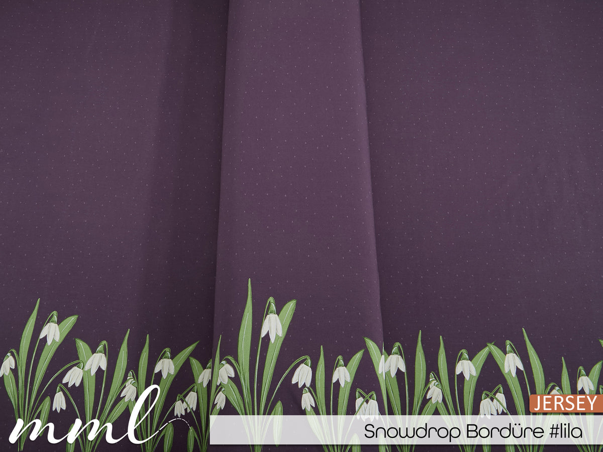 Jersey-Stoff "Snowdrop Bordüre #lila" (1Panel/ ca.1,20m)