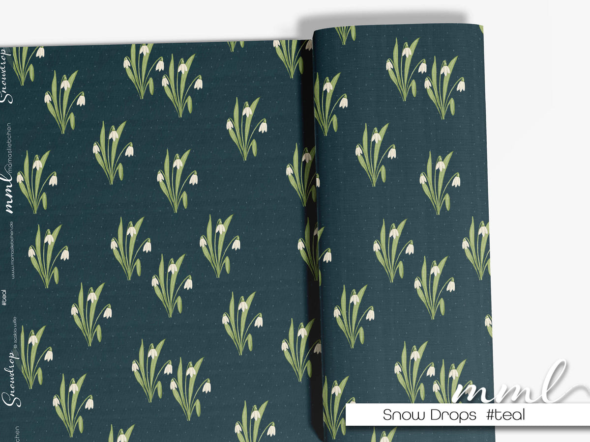 Jersey-Stoff "Snowdrop #teal" (0,25m)