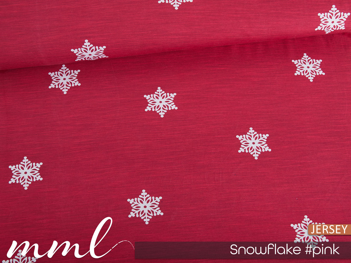 Jersey-Stoff "Snowflake #pink" (0,5m)