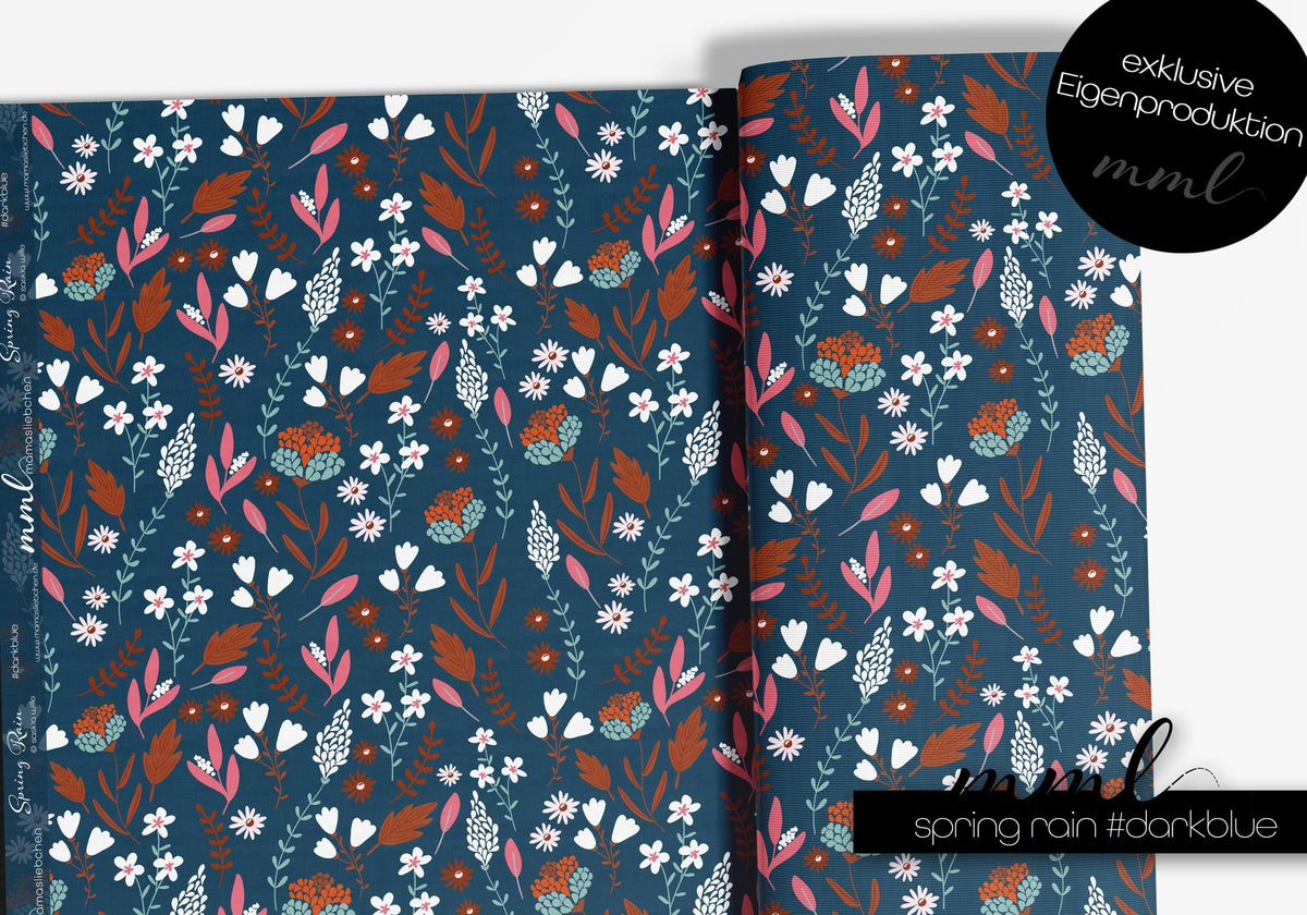 Jersey-Stoff "Spring Rain #darkblue" (0,25m)