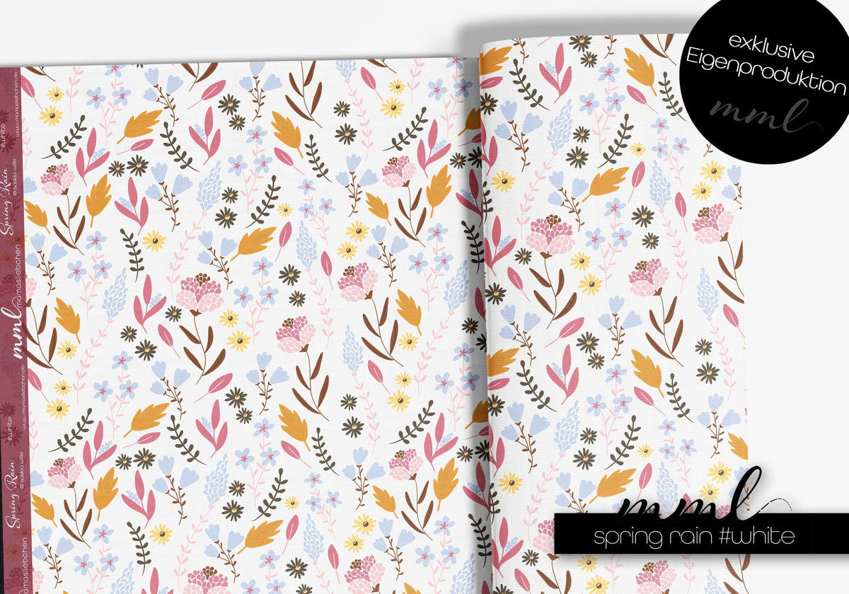 Jersey-Stoff "Spring Rain #white" (0,25m)