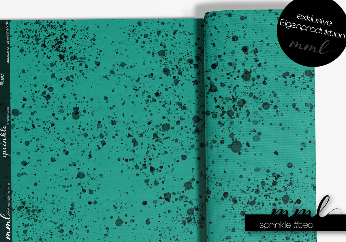 Jersey-Stoff "sprinkle #teal" (0,25m)