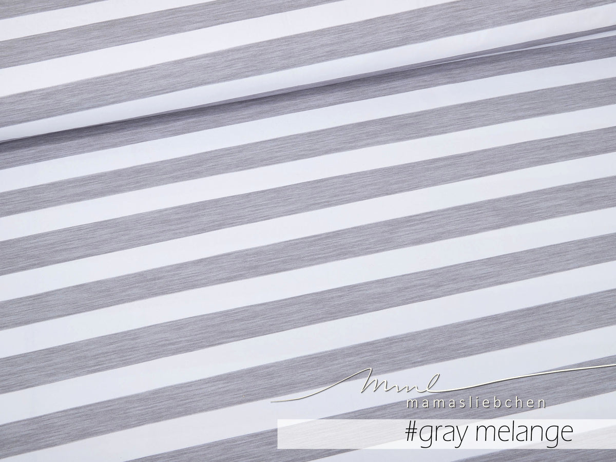 Jersey-Stoff " stripes #gray melange" (0,25m)