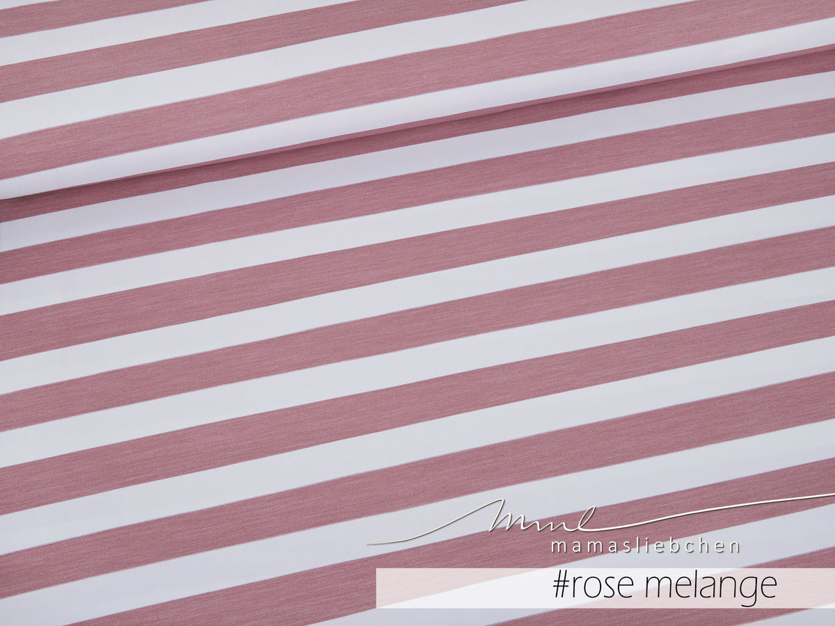 Jersey-Stoff " stripes #rose melange" (0,25m)