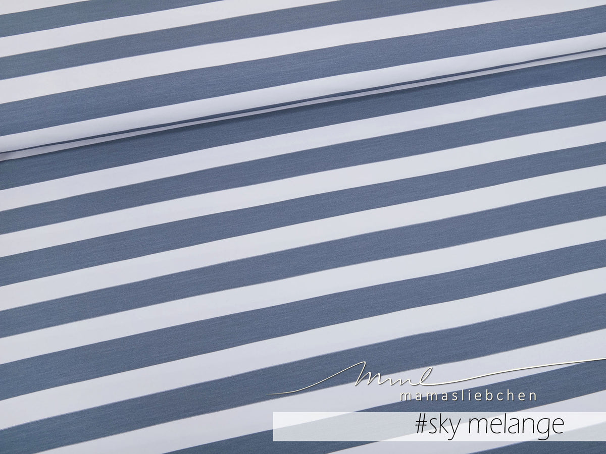 Jersey-Stoff " stripes #sky melange" (0,5m)