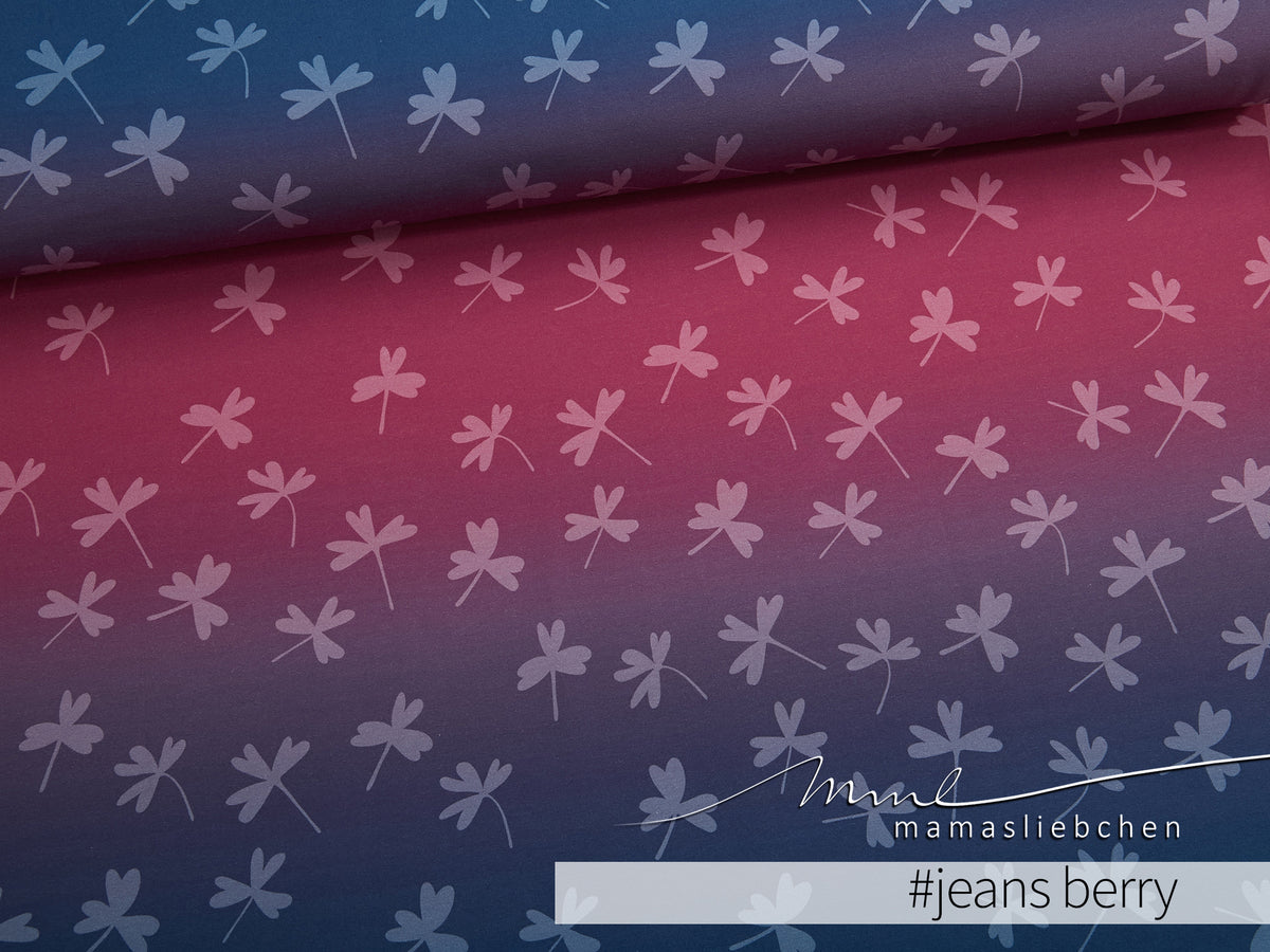 Jersey-Stoff "Swirled #jeans berry" (0,25m)
