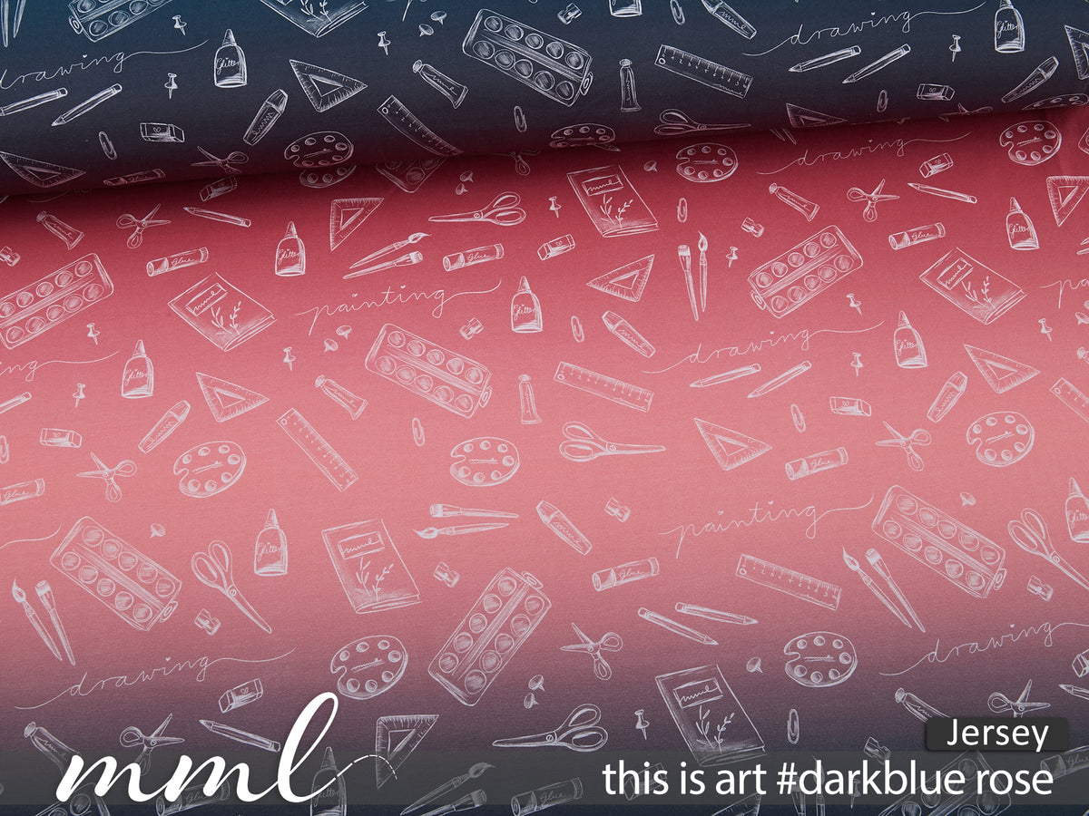 Jersey-Stoff "this is art #darkblue rose" (0,25m)