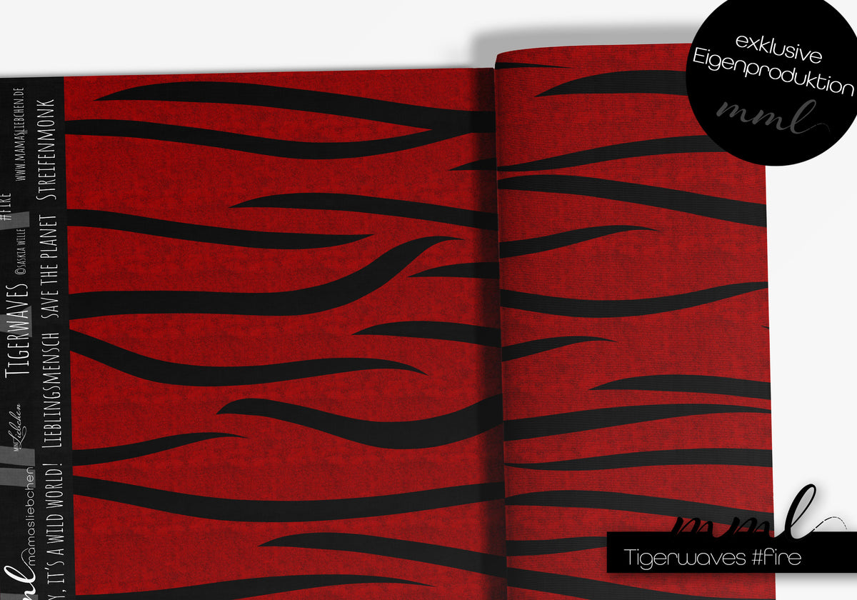 Jersey-Stoff "Tigerwaves #new fire" (0,25m)