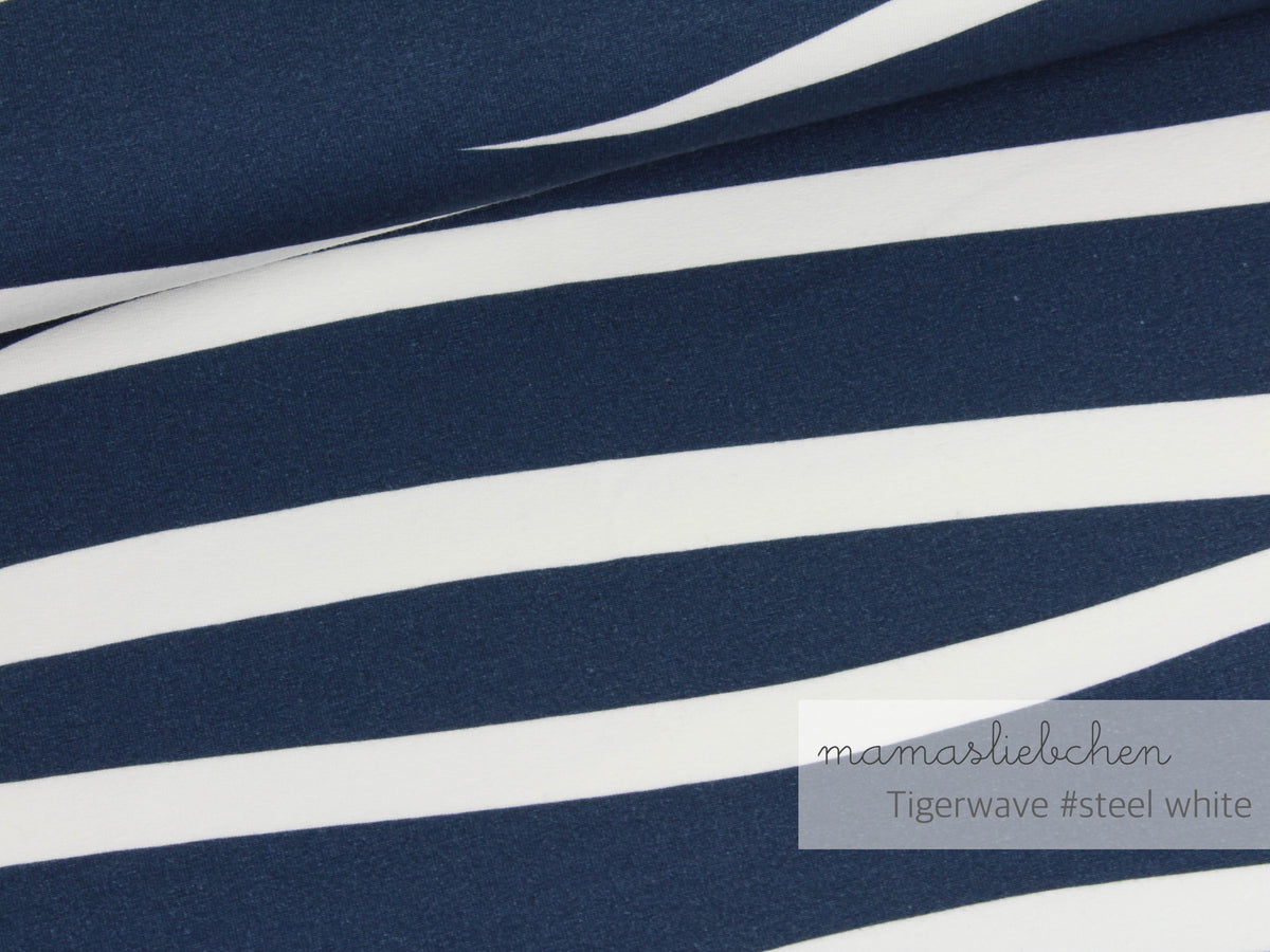 Jersey-Stoff "tigerwaves #steel-white" (0,5m)