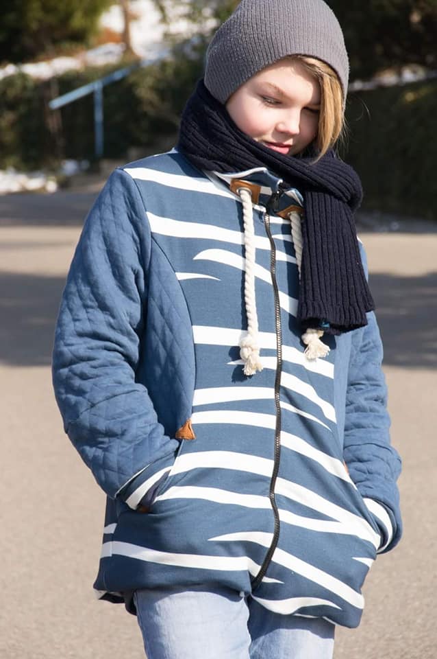 Jersey-Stoff "tigerwaves #steel-white" (0,5m)