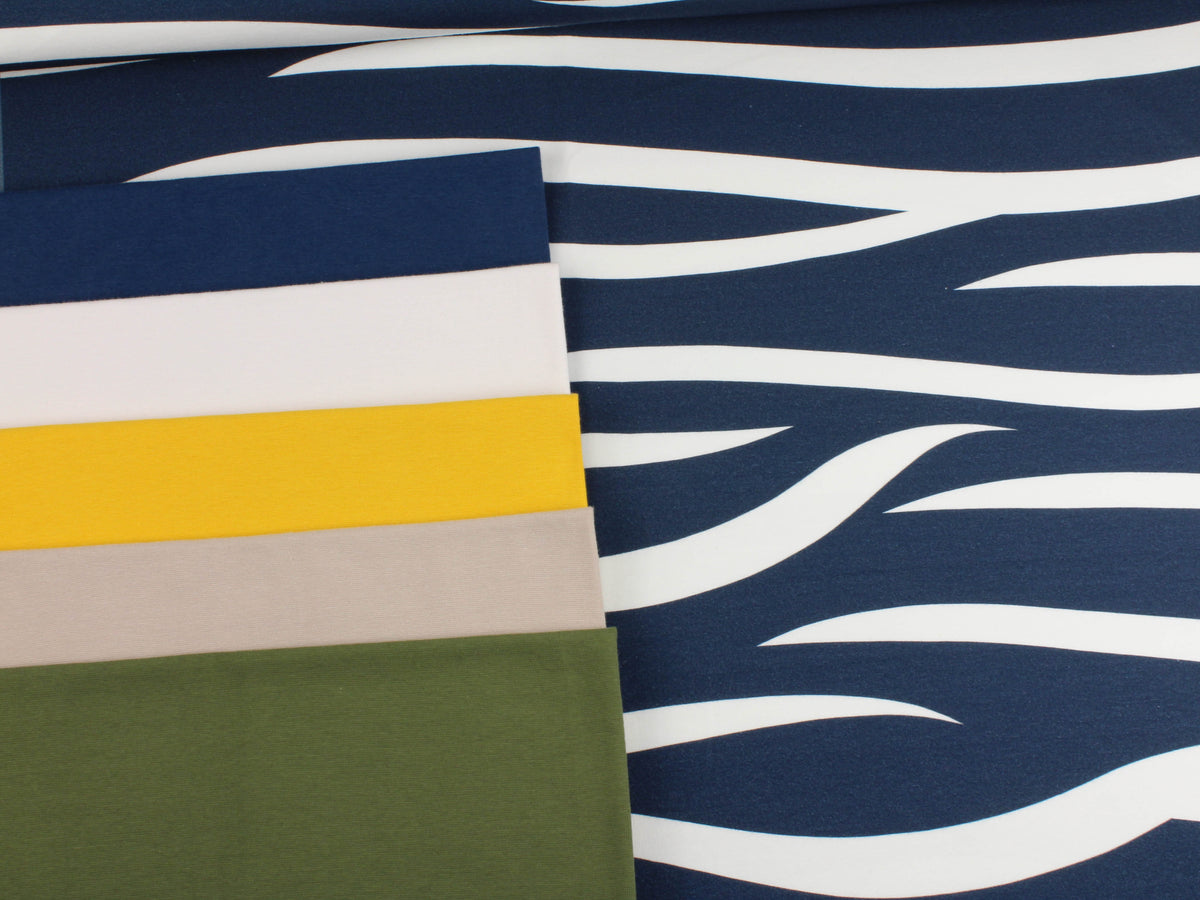 Jersey-Stoff "tigerwaves #steel-white" (0,5m)