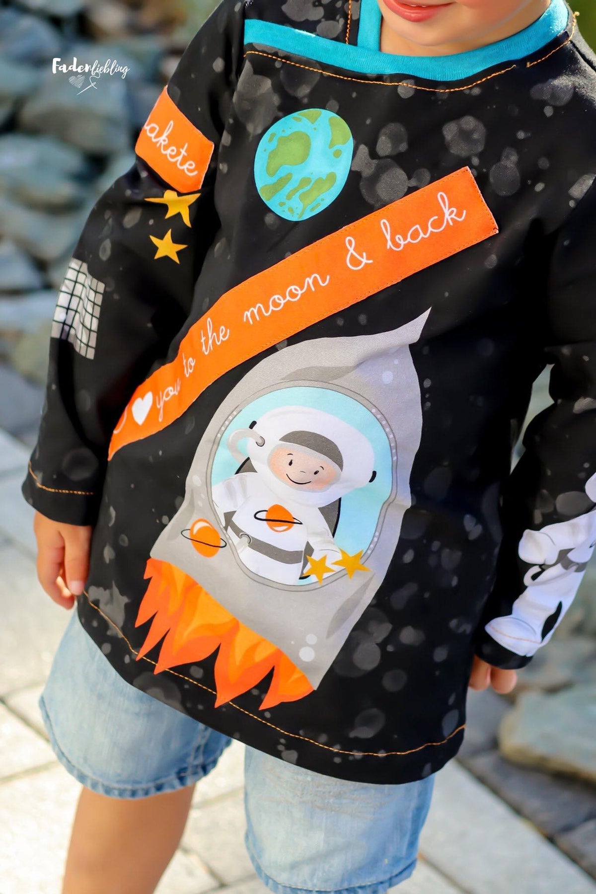 Jersey-Stoff "to the moon #black" (1Panel/ ca.0,65m)