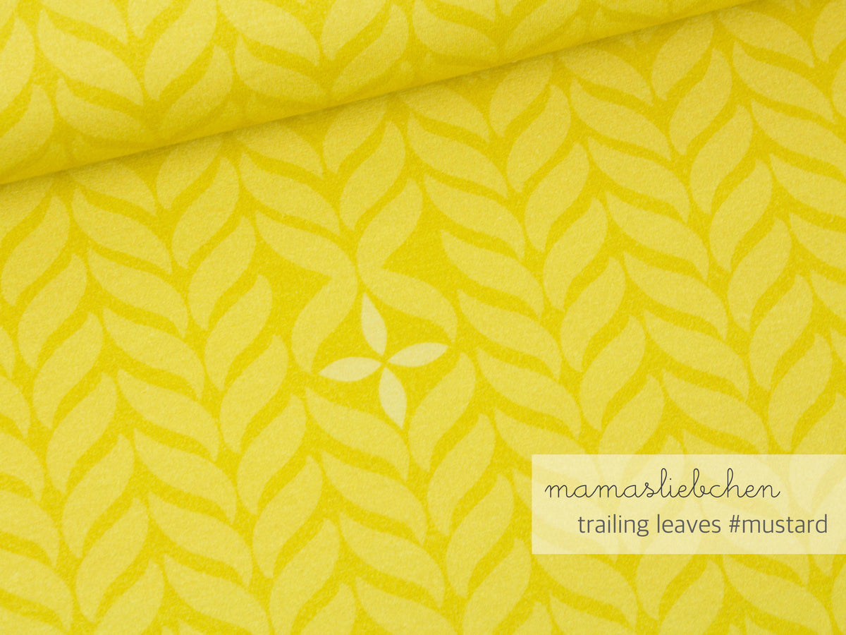 Jersey-Stoff "trailing leaves #mustard" (0,5m)