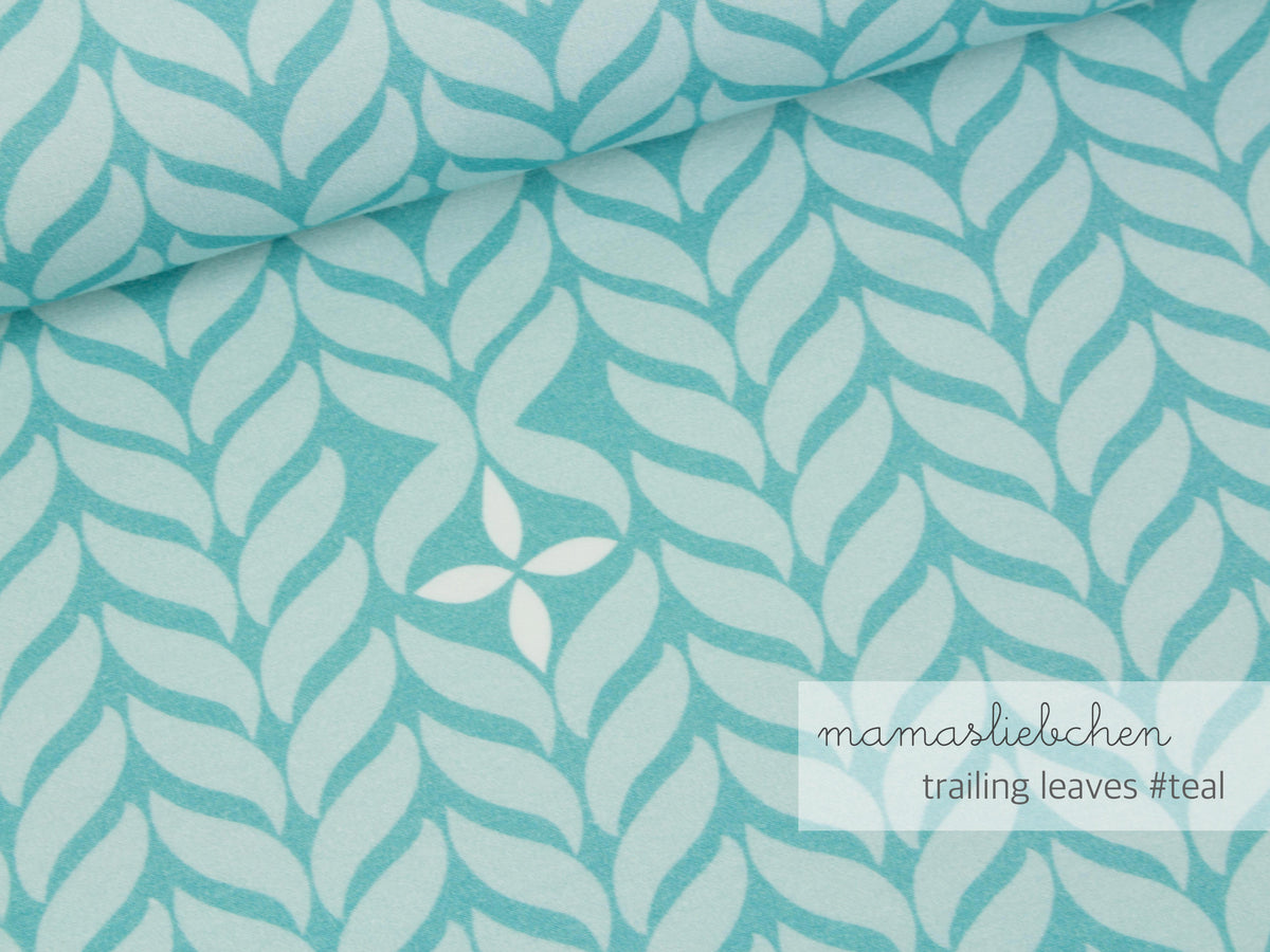 Jersey-Stoff "trailing leaves #teal" (0,5m)