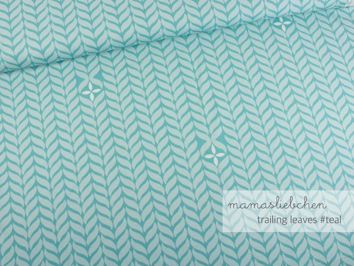 Jersey-Stoff "trailing leaves #teal" (0,5m)