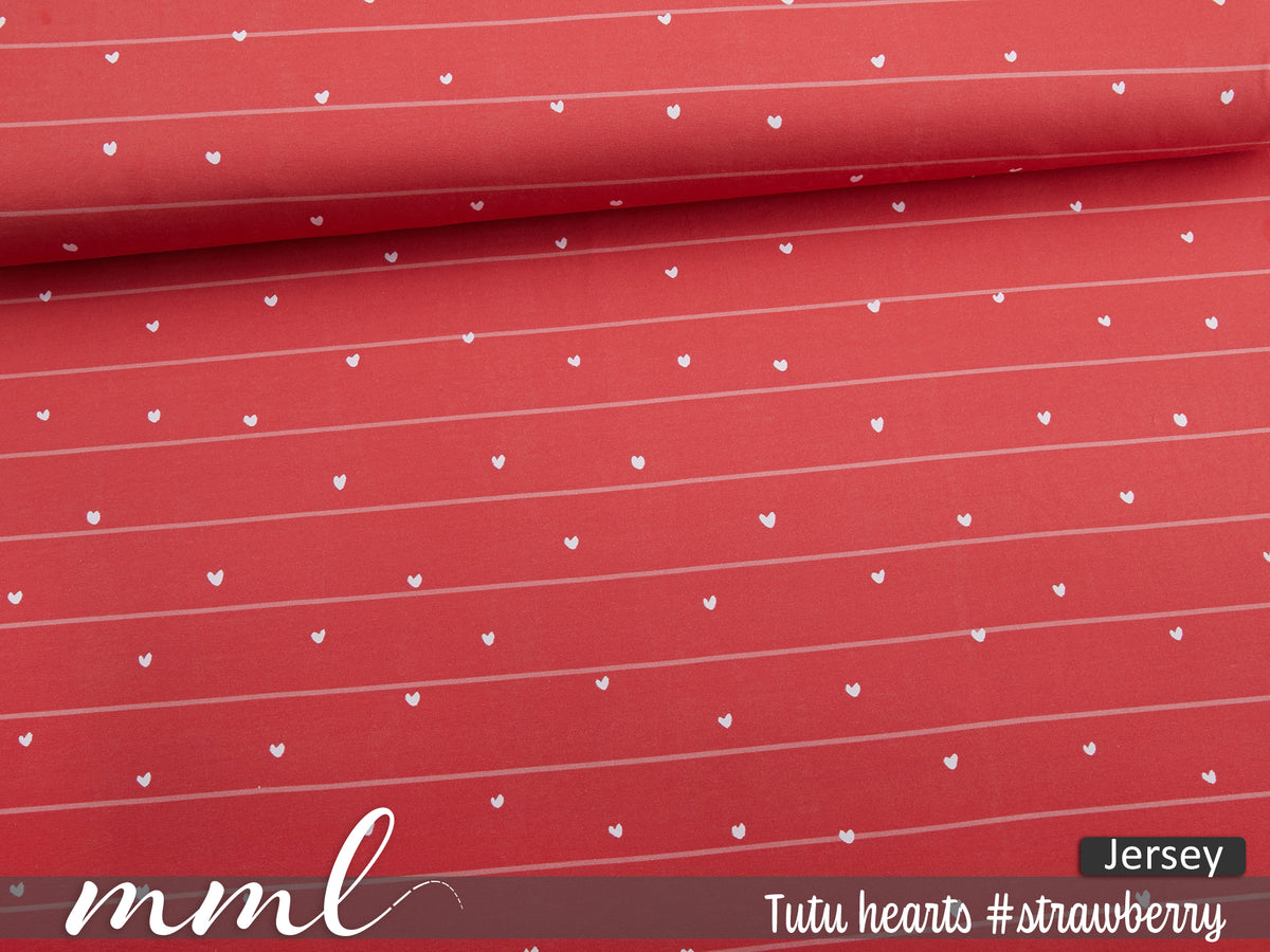 Jersey-Stoff "Tutu hearts #strawberry" (0,25m)