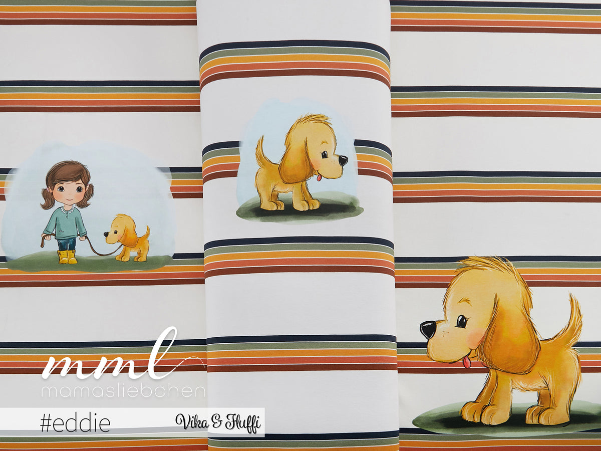 Jersey-Stoff "Vika & Fluffi #eddie" (1Panel/ ca.0,65 m)