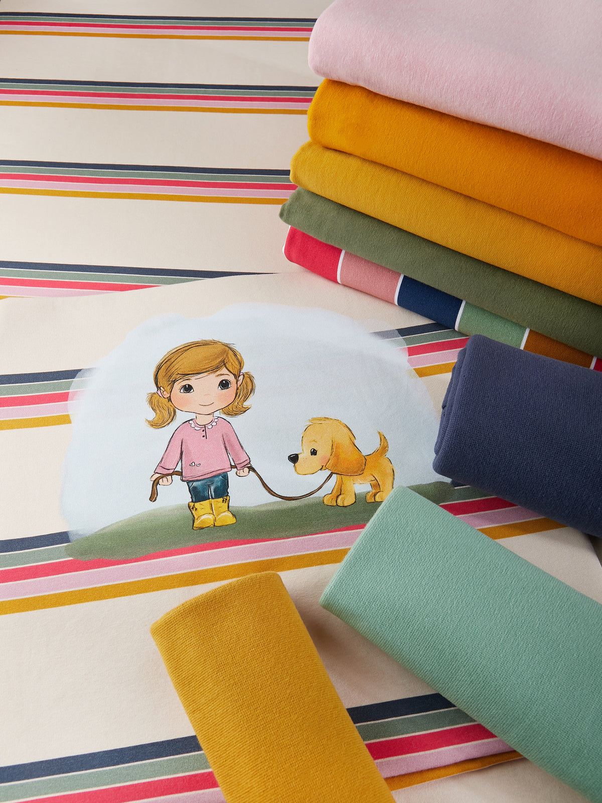 Jersey-Stoff "Vika & Fluffi #luna" (1Panel/ ca.0,65 m)