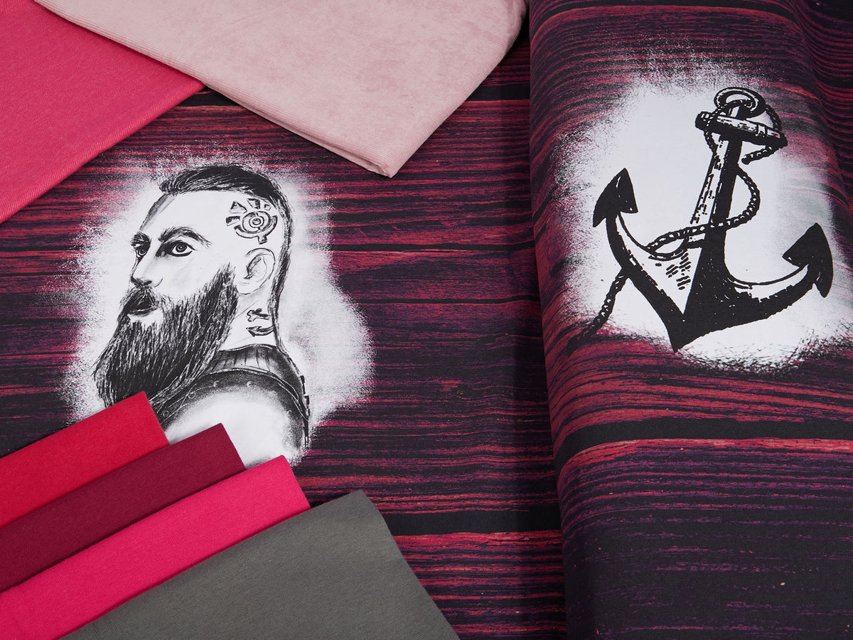 Jersey-Stoff "viking #pink"  -B-Ware- (1 Panel, ca. 0,85-0,88m)
