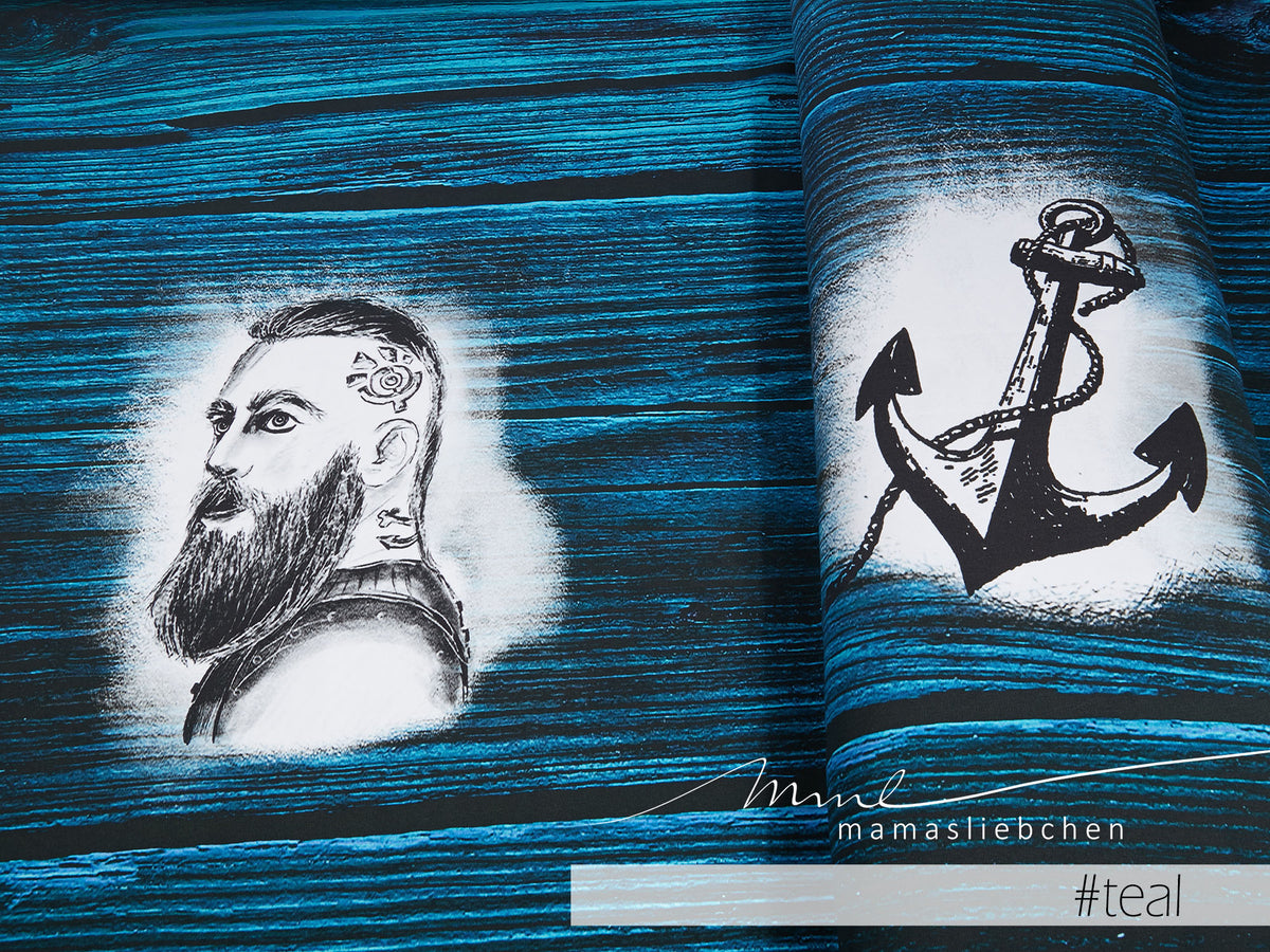 Jersey-Stoff "viking #teal" (1 Panel, ca. 0,8-0,85m)