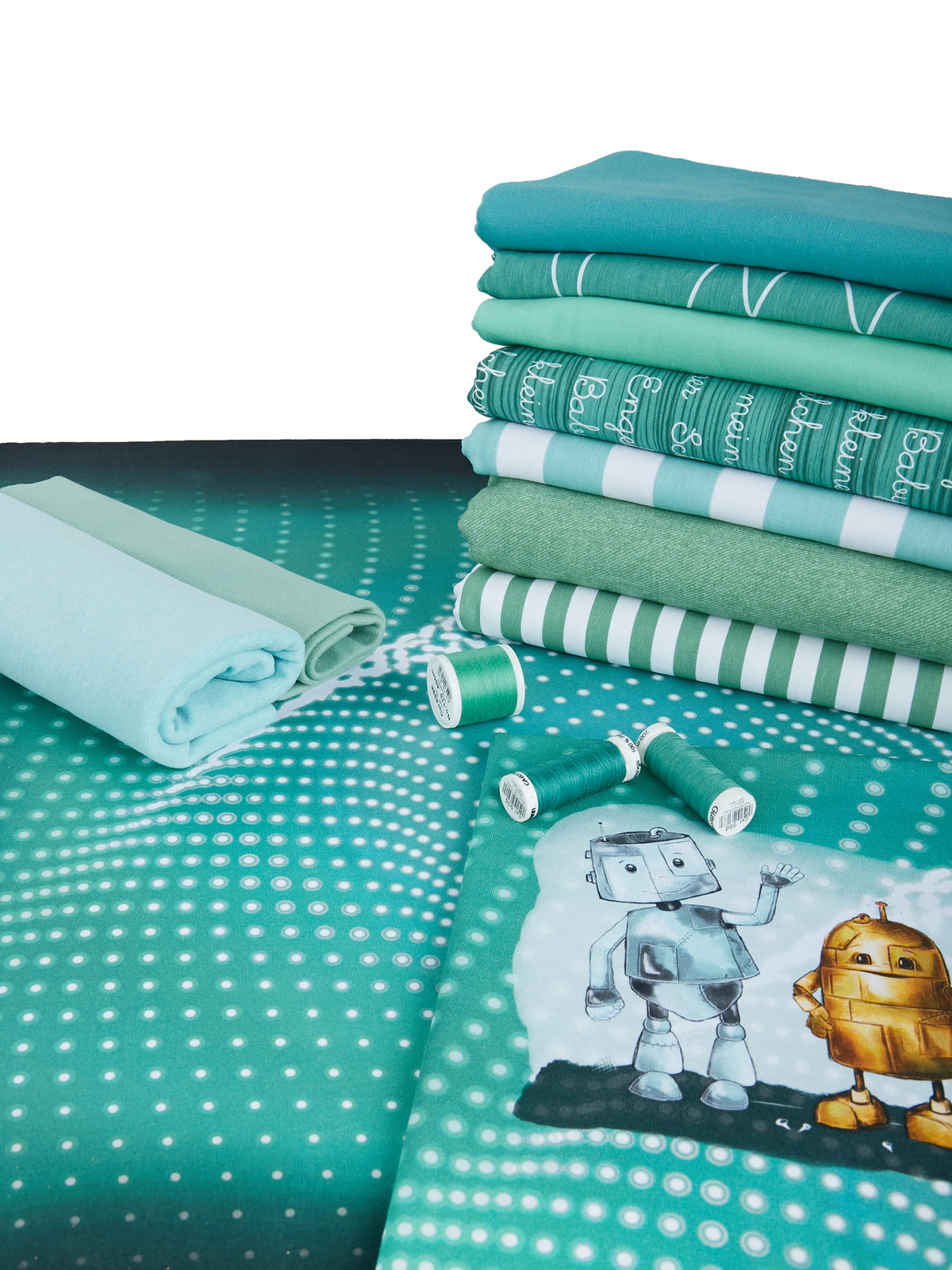 Jersey-Stoff "waves #green" (1Panel/ ca.0,70m)