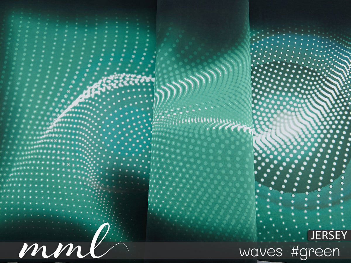 Jersey-Stoff "waves #green" (1Panel/ ca.0,70m)