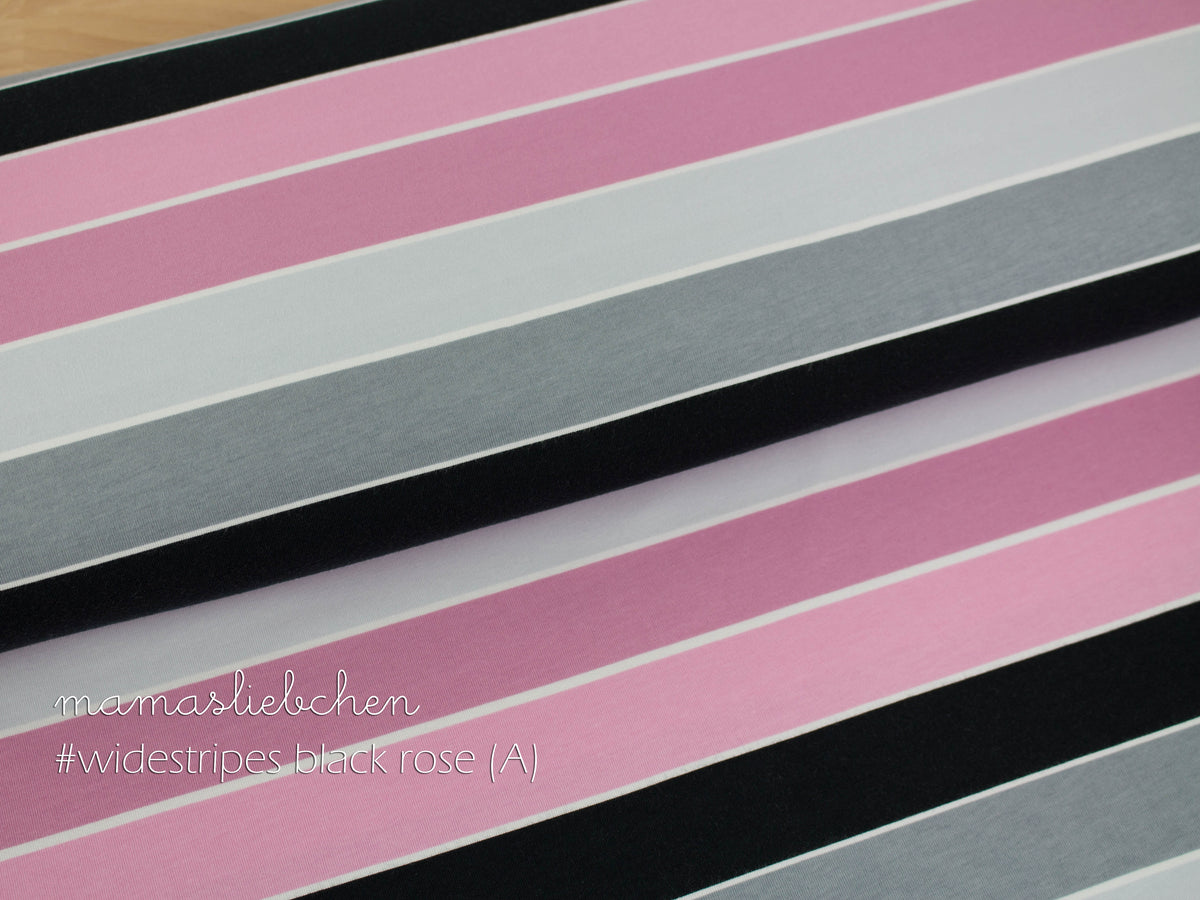 Jersey-Stoff "widestripes #black-rose  Variante A" (0,5 Meter)