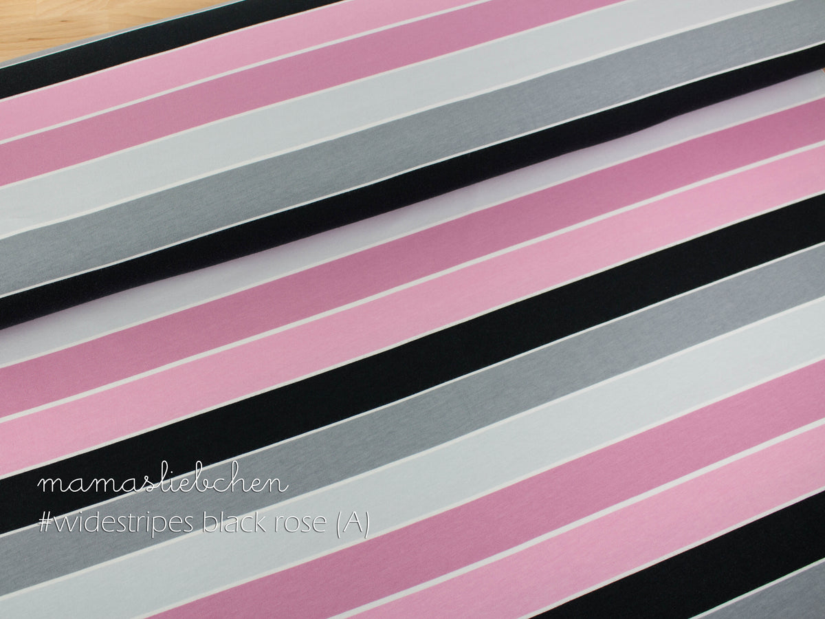 Jersey-Stoff "widestripes #black-rose  Variante A" (0,5 Meter)