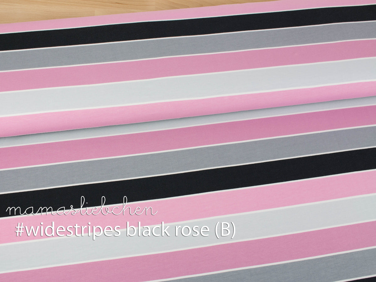 Jersey-Stoff "widestripes #black-rose Variante B" (0,25 Meter)